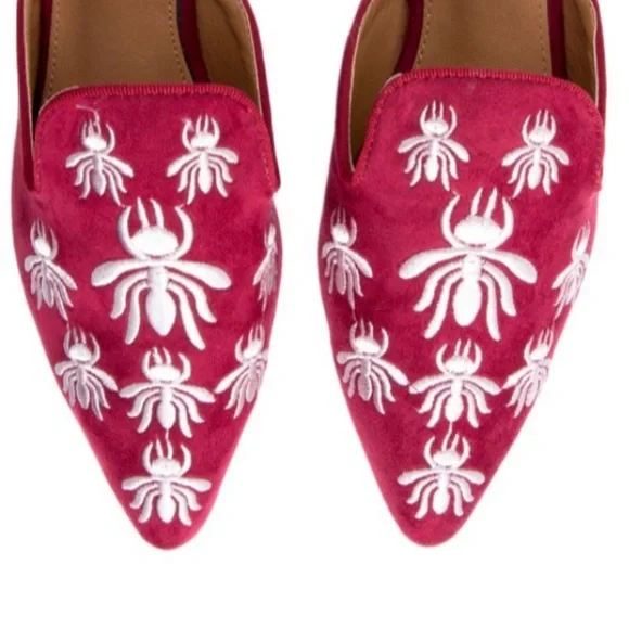 Cape Robin Wine Embroidered Suede Burlesque Western Lounge Mules 8.5 NWOT - Picture 7 of 10